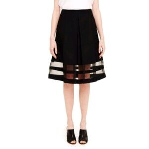 Club Monaco Black A-Line Skirt Elegant Black Skirt with Sheer Stripes